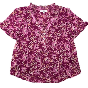 BEACON APPAREL Women's size medium pink floral print metallic threads lined NWOT